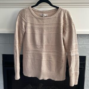 LOFT Women's Textured Sweater Cream Pullover